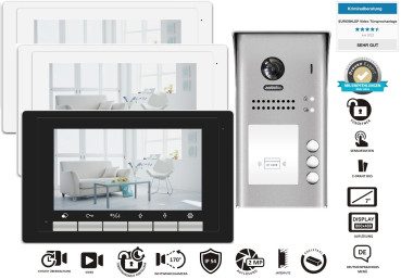 Preview: Aufputz Video Türsprechanlage 3-Familienhaus ZD17+DT607 170° Fischaugenkamera